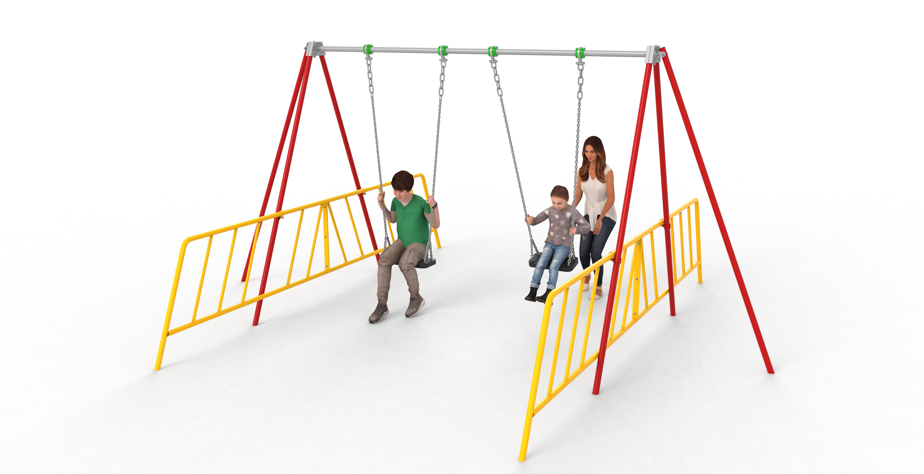 GL Jones Playgrounds - 2.4m High 1 Bay Junior Traditional Swing - 2 Seat